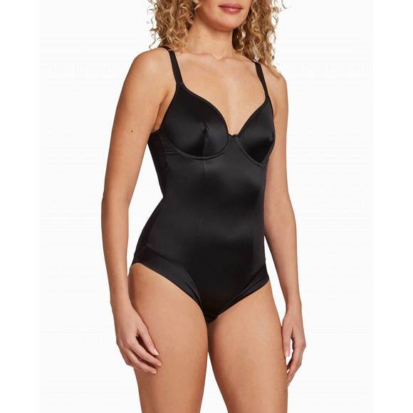 NEW NICOLE MILLER shiny micro shaping underwire bodysuit in black - Picture 3 of 4